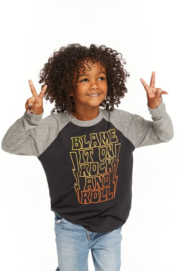Cheap Blame Rock And Roll Baseball Tee Kids/BOY Boys