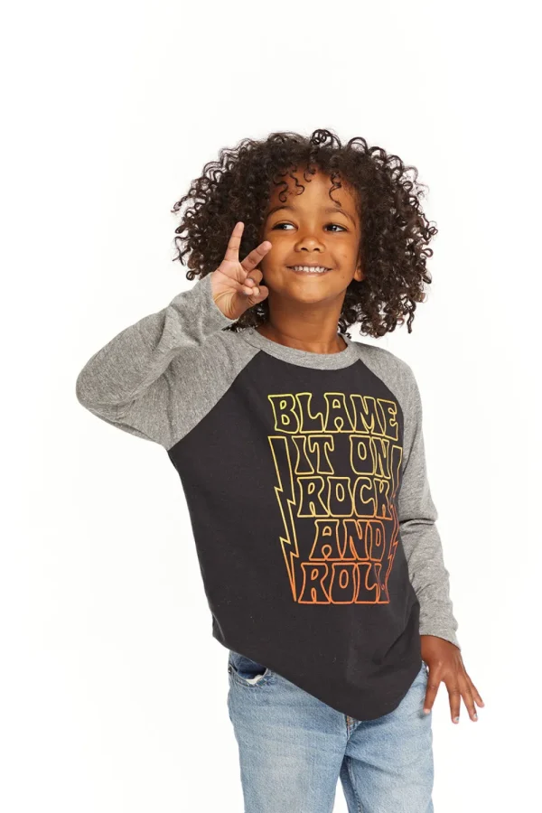 Cheap Blame Rock And Roll Baseball Tee Kids/BOY Boys