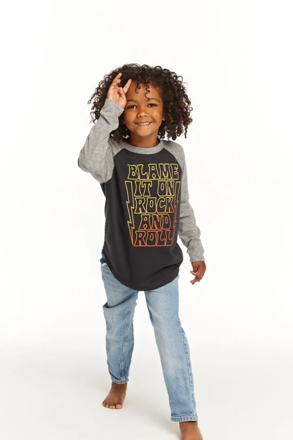 Cheap Blame Rock And Roll Baseball Tee Kids/BOY Boys