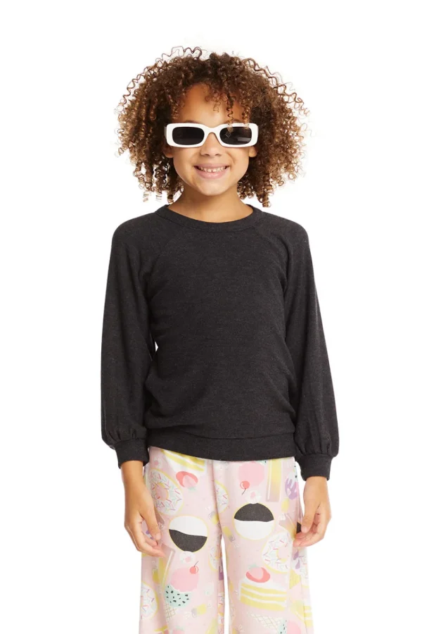 Cheap Blouson Sleeve Licorice Raglan Pullover Kids Girls