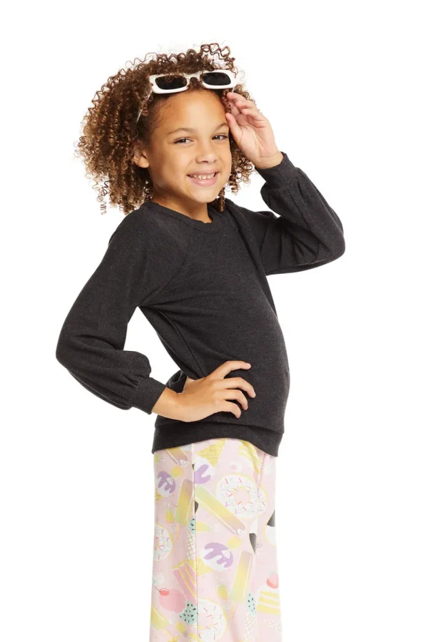 Cheap Blouson Sleeve Licorice Raglan Pullover Kids Girls