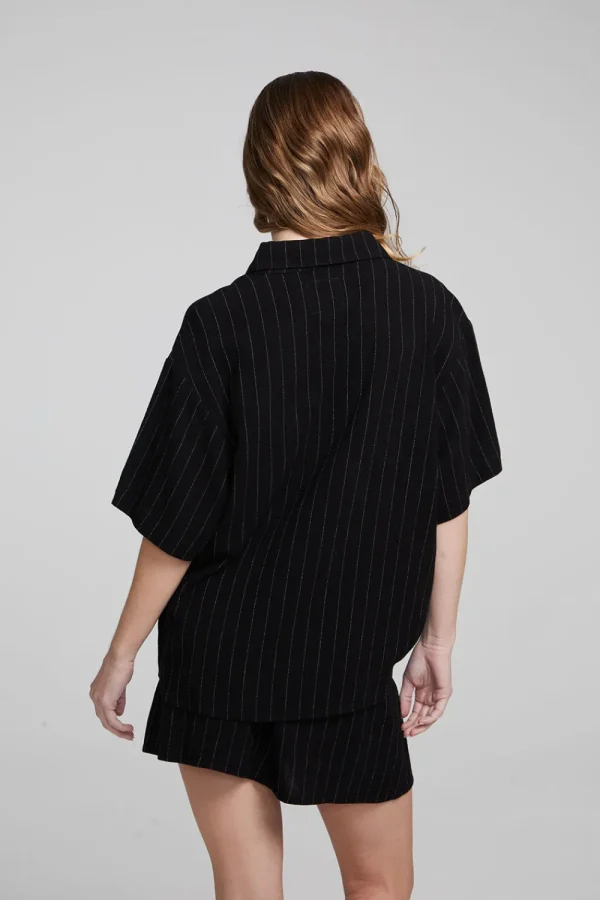 Shop Bocelli Beverly Pinstripe Button Down Women Loungewear | Tops
