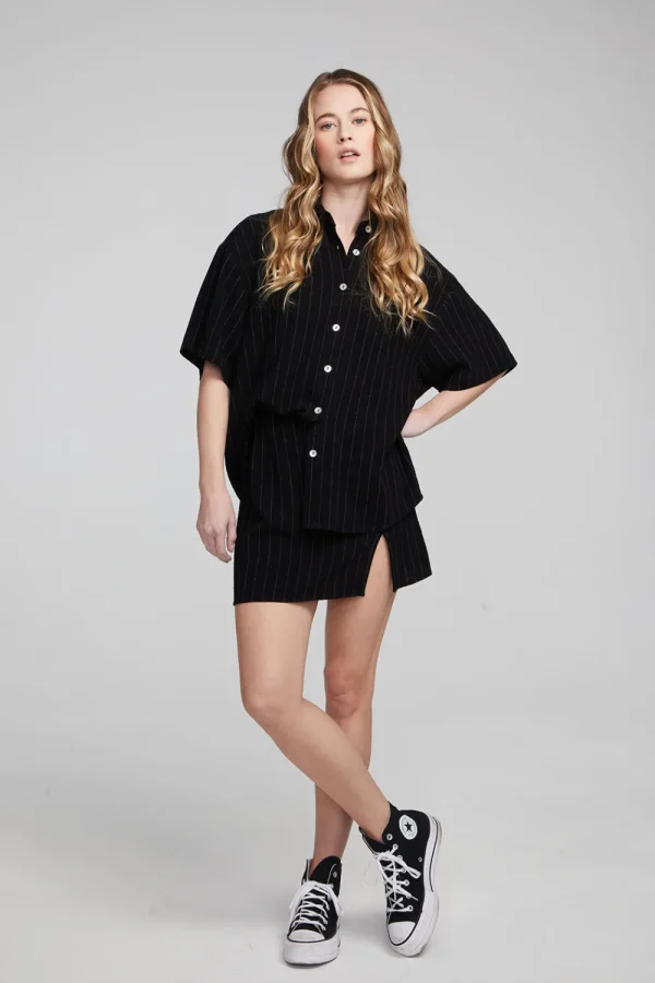 Shop Bocelli Beverly Pinstripe Button Down Women Loungewear | Tops