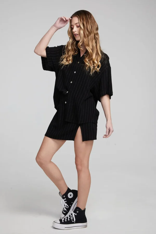 Shop Bocelli Beverly Pinstripe Button Down Women Loungewear | Tops