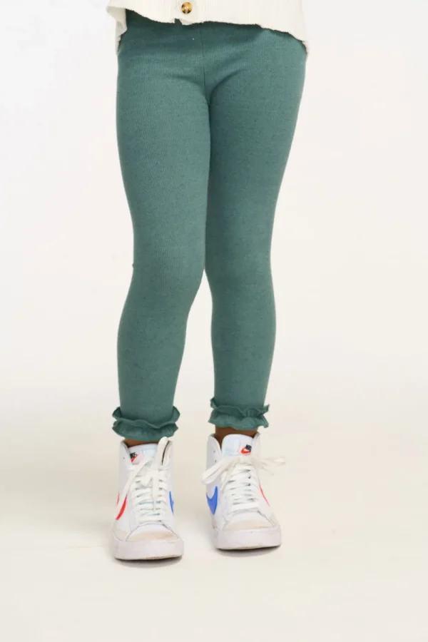 New Bottom Ruffle Dark Forest Green Legging Kids Girls