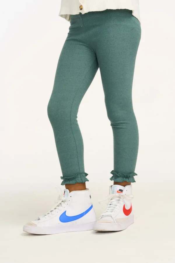 New Bottom Ruffle Dark Forest Green Legging Kids Girls