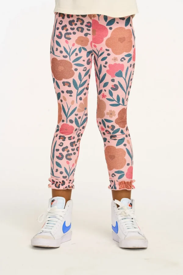 Hot Bottom Ruffle Floral & Leopard Print Legging Kids Girls