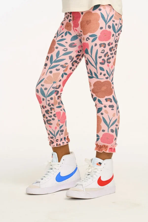 Hot Bottom Ruffle Floral & Leopard Print Legging Kids Girls