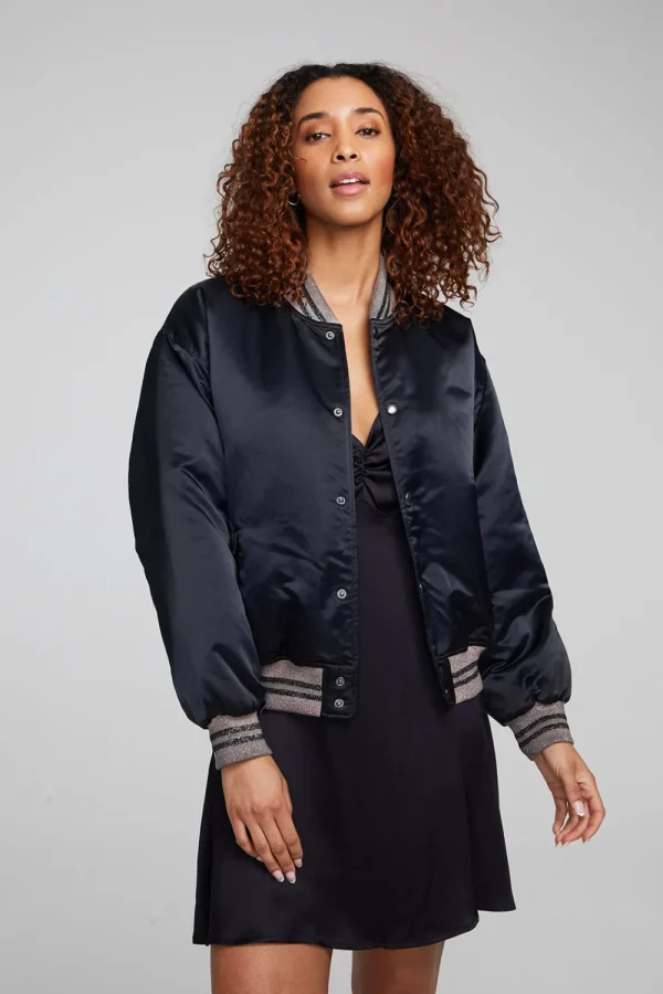 Sale Boulevard Shadow Black Bomber Women Outerwear | Loungewear
