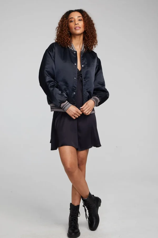 Sale Boulevard Shadow Black Bomber Women Outerwear | Loungewear