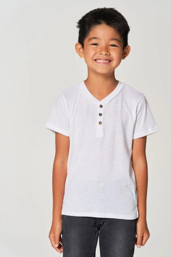 New Boys Bella Jersey Short Sleeve Henley With Cocount Buttons Kids/BOY Boys