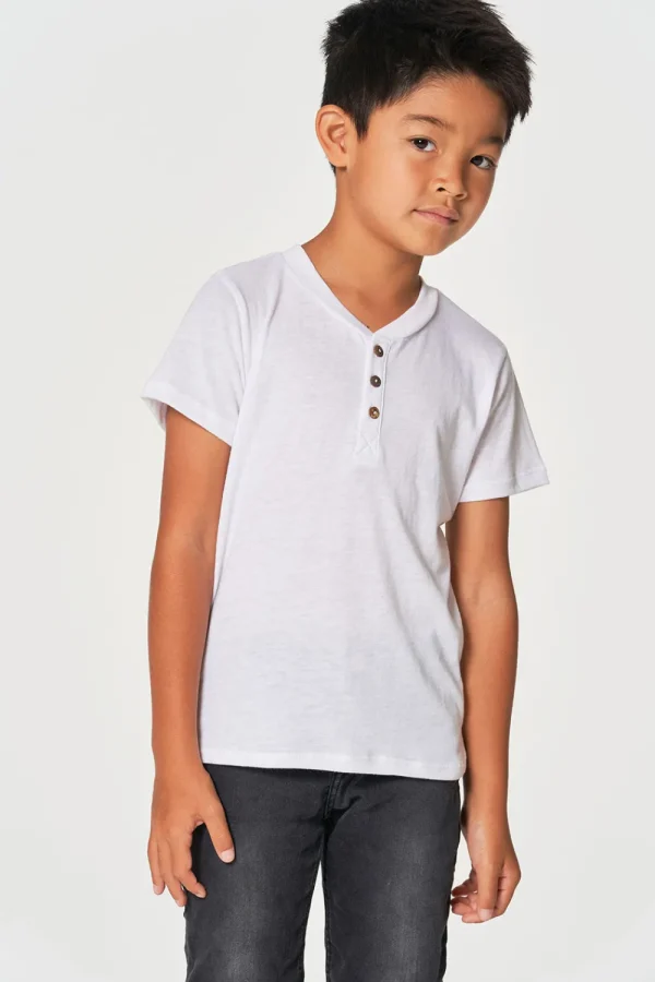 New Boys Bella Jersey Short Sleeve Henley With Cocount Buttons Kids/BOY Boys