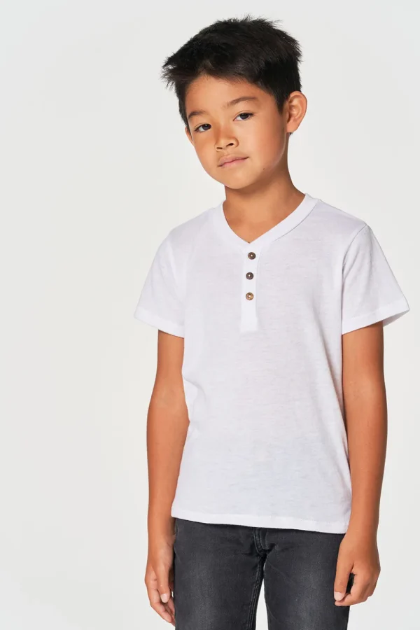 New Boys Bella Jersey Short Sleeve Henley With Cocount Buttons Kids/BOY Boys