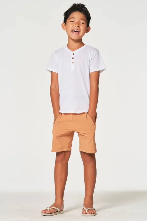 New Boys Bella Jersey Short Sleeve Henley With Cocount Buttons Kids/BOY Boys