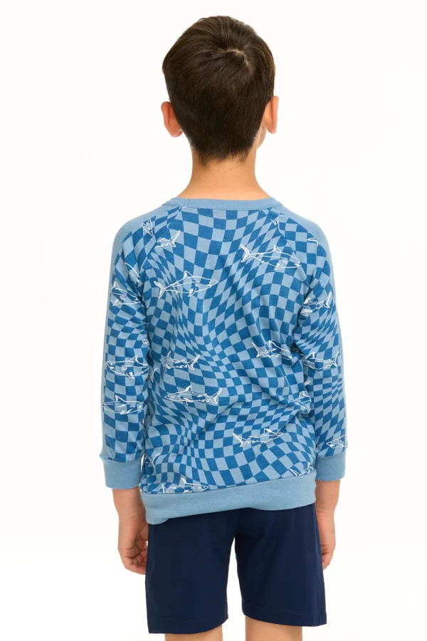 Best Boy's Checkered Shark Raglan Pullover Kids/BOY Boys