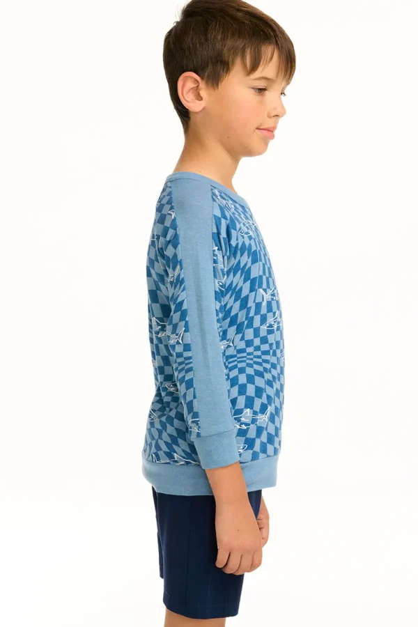 Best Boy's Checkered Shark Raglan Pullover Kids/BOY Boys