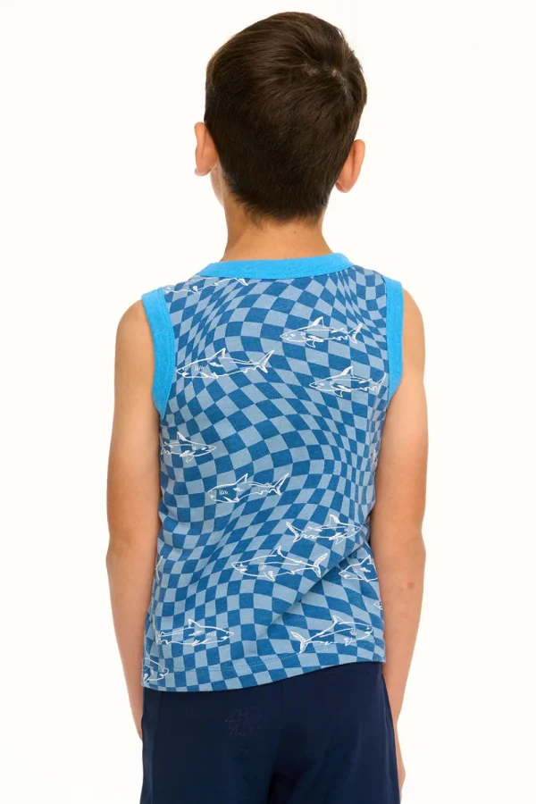 Fashion Boy's Checkered Shark Recycled Vintage Jersey Tank Kids/BOY Boys