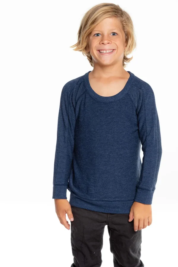 Hot Boys Cozy Knit Long Sleeve Rib Panel Raglan Pullover Kids/BOY Boys
