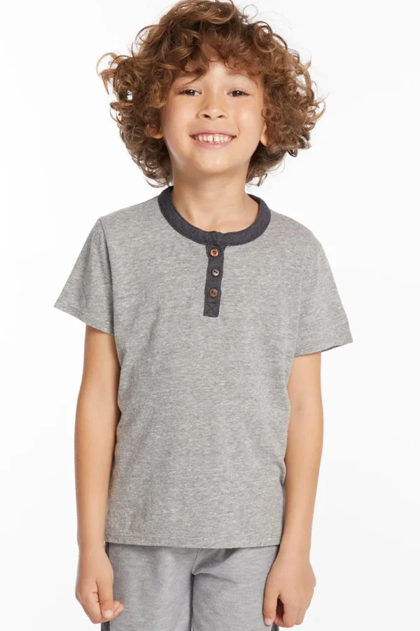 Online Boys Heather Grey Short Sleeve Henley Kids/BOY Boys