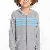 Sale Boys Heather Grey Zip Up Hoodie With Strapping Kids/BOY Boys