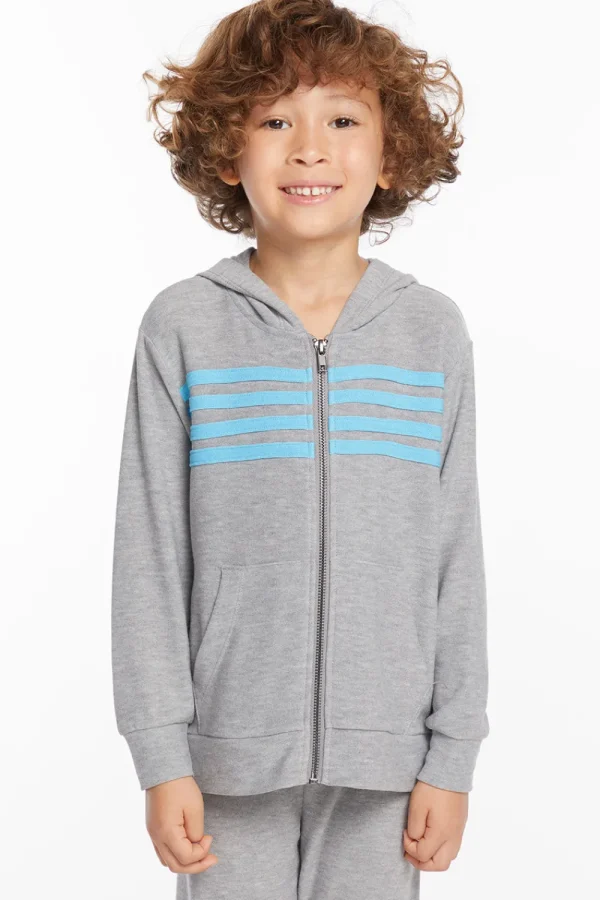 Sale Boys Heather Grey Zip Up Hoodie With Strapping Kids/BOY Boys