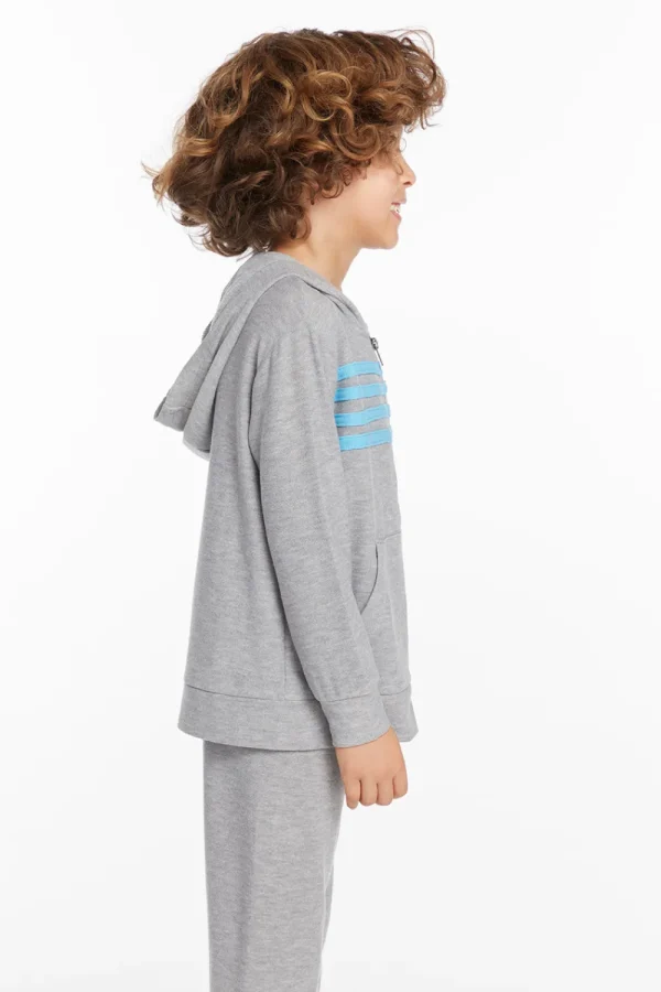 Sale Boys Heather Grey Zip Up Hoodie With Strapping Kids/BOY Boys
