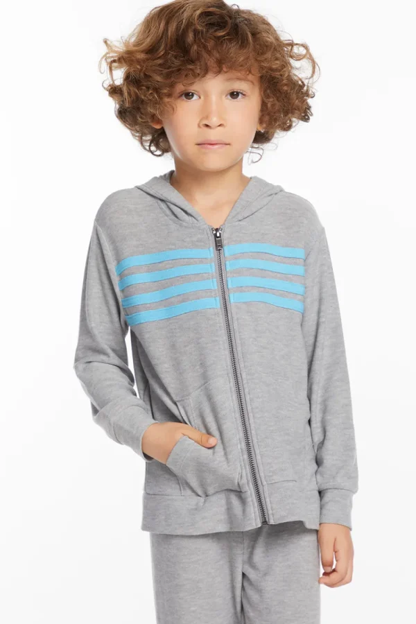 Sale Boys Heather Grey Zip Up Hoodie With Strapping Kids/BOY Boys