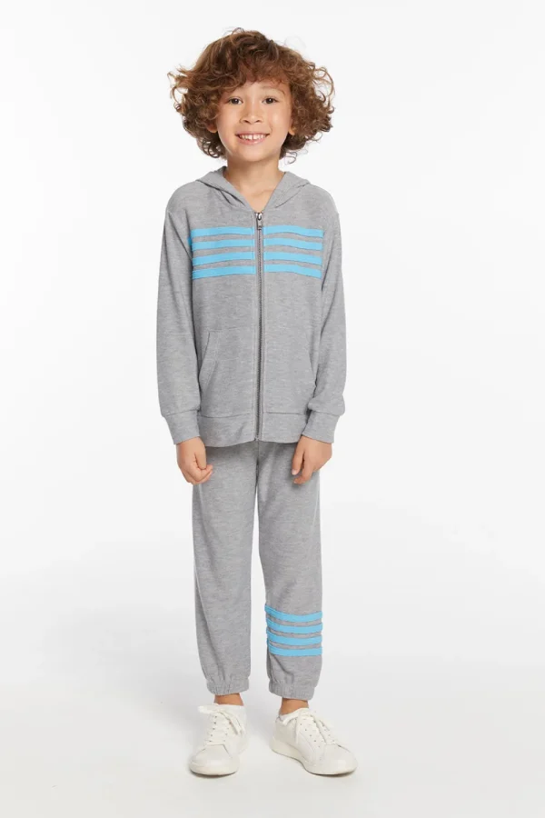 Sale Boys Heather Grey Zip Up Hoodie With Strapping Kids/BOY Boys