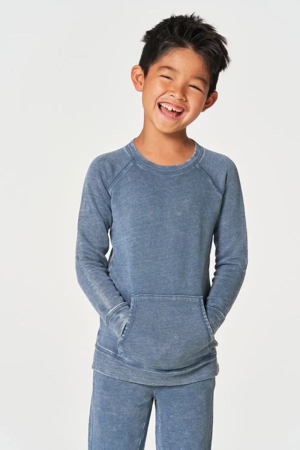 Outlet Boys Linen French Terry Long Sleeve Kanga Pocket Pullover Kids/BOY Boys