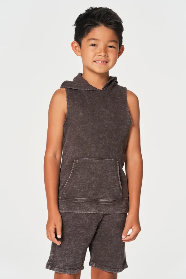 New Boys Linen French Terry Sleeveless Muscle Pullover Hoodie Kids/BOY Boys