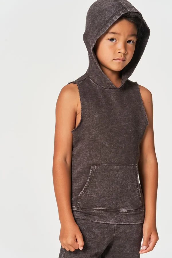 New Boys Linen French Terry Sleeveless Muscle Pullover Hoodie Kids/BOY Boys