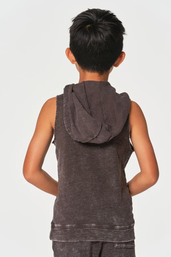 New Boys Linen French Terry Sleeveless Muscle Pullover Hoodie Kids/BOY Boys