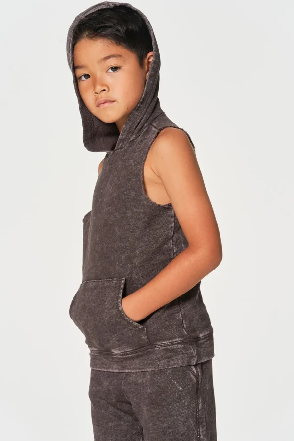 New Boys Linen French Terry Sleeveless Muscle Pullover Hoodie Kids/BOY Boys