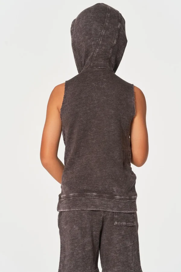 New Boys Linen French Terry Sleeveless Muscle Pullover Hoodie Kids/BOY Boys