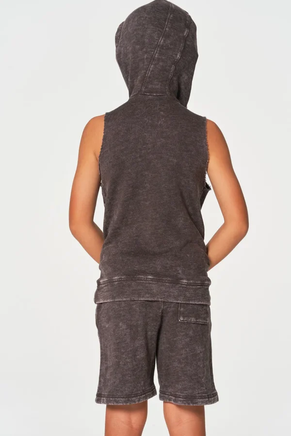 New Boys Linen French Terry Sleeveless Muscle Pullover Hoodie Kids/BOY Boys