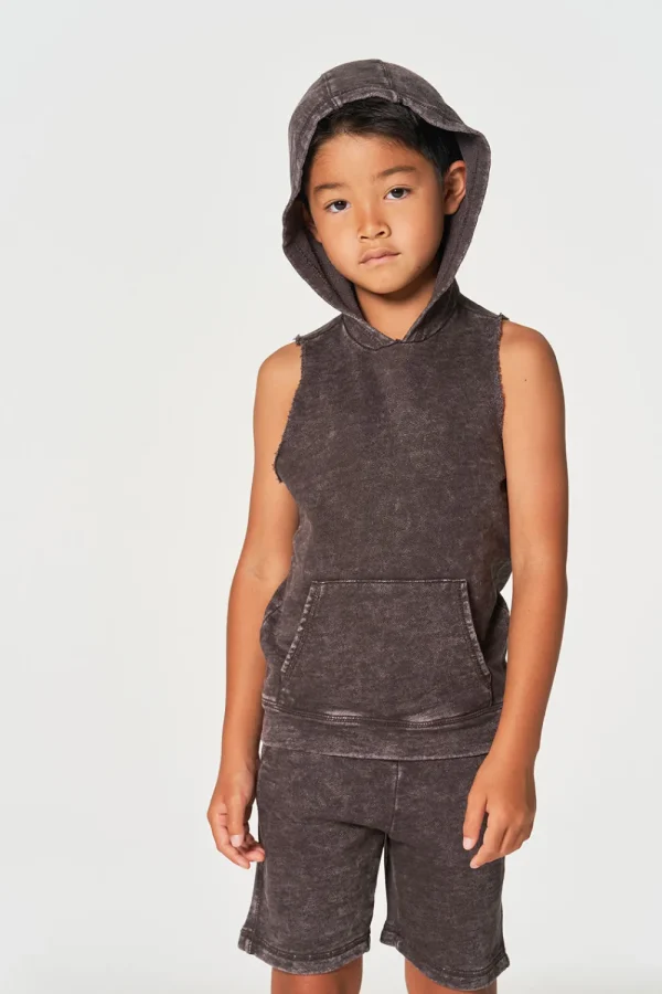 New Boys Linen French Terry Sleeveless Muscle Pullover Hoodie Kids/BOY Boys