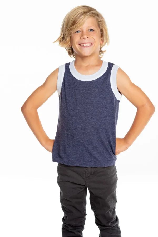 Online Boys Recycled Vintage Jersey Contrast Binding Muscle Tank Kids/BOY Boys