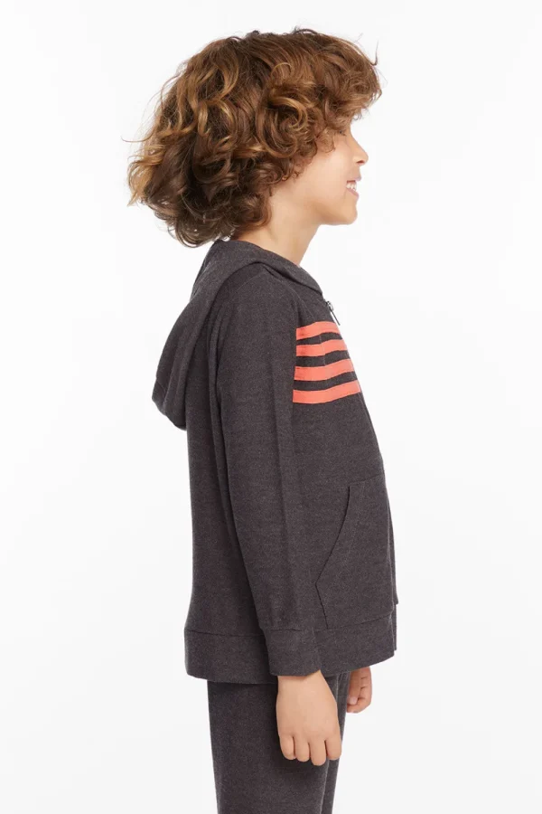 Shop Boys Vintage Black Zip Up Hoodie With Strapping Kids/BOY Boys