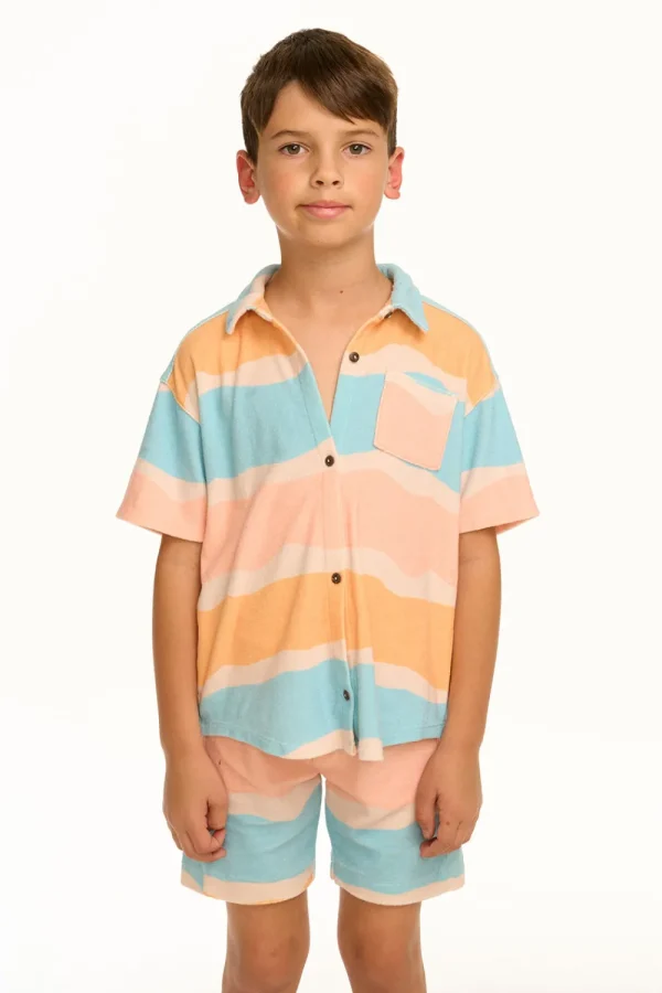 Outlet Boy's Wavy Stripe Collared Button Down Shirt Kids/BOY Boys