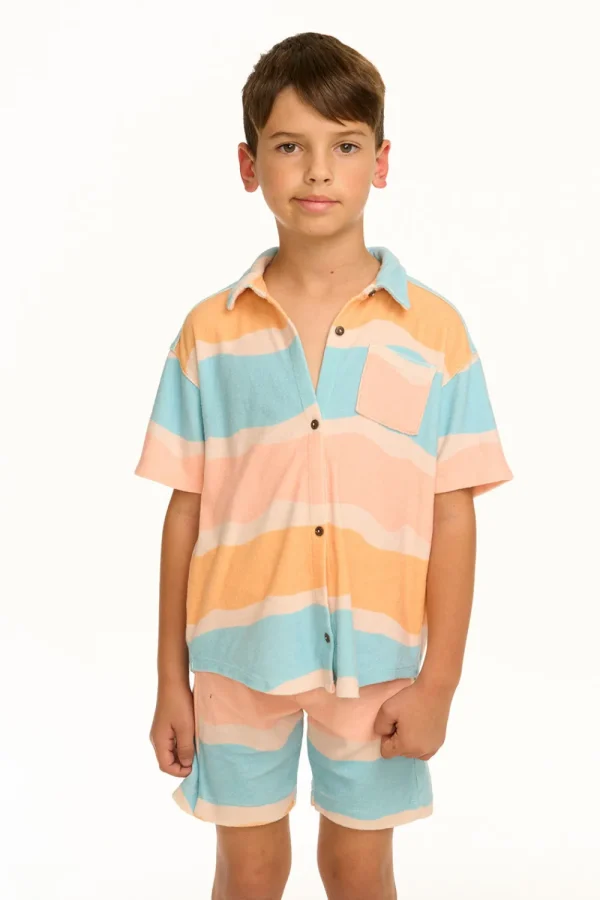 Outlet Boy's Wavy Stripe Collared Button Down Shirt Kids/BOY Boys