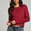 Store Brady Blood Red Button Up Pullover Women Loungewear | Tops