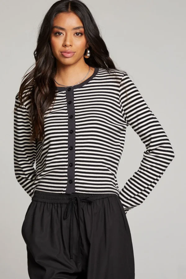 Best Brady Punk Stripe Button Up Pullover Women Loungewear | Tops