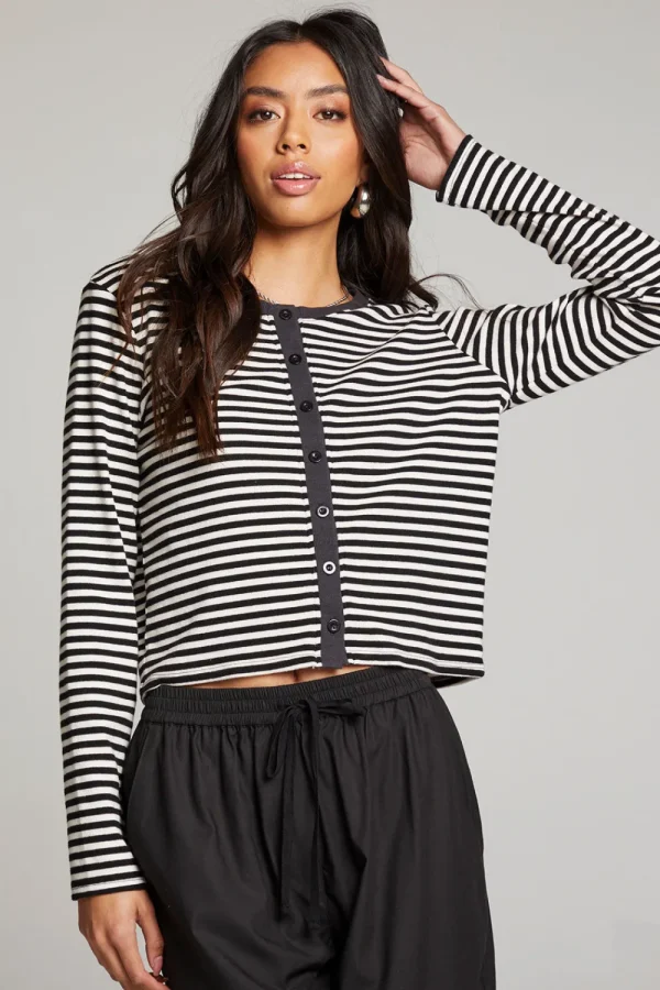 Best Brady Punk Stripe Button Up Pullover Women Loungewear | Tops