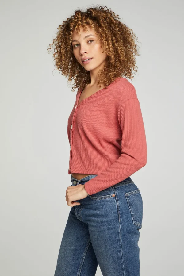 Clearance Button Down Cropped Long Sleeve Cardigan Women Outerwear | Tops