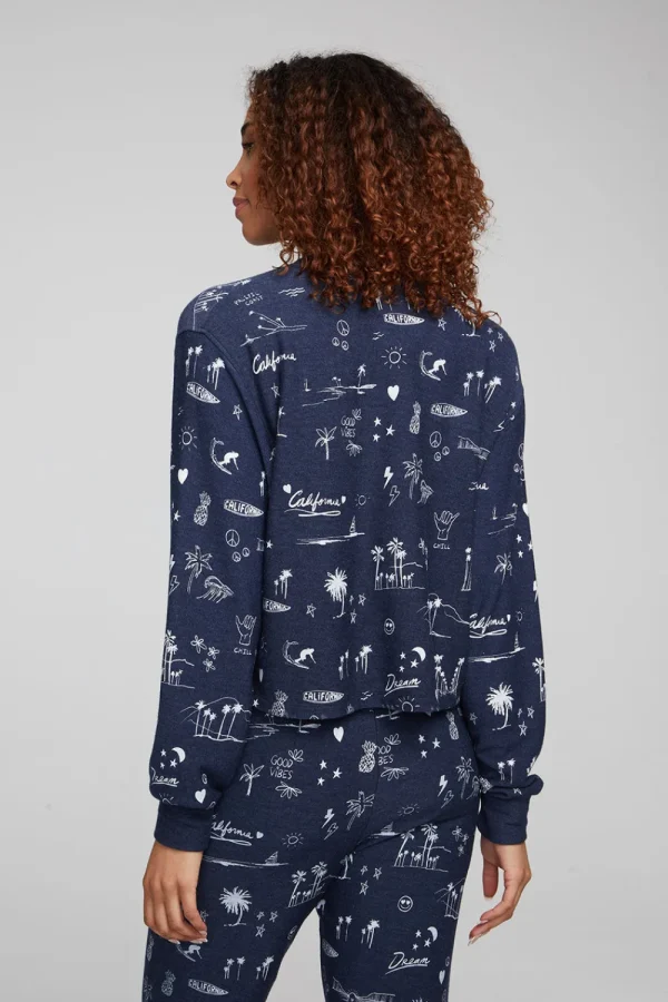 Best Cali All Over Icons Henley Top Women Loungewear | Graphics