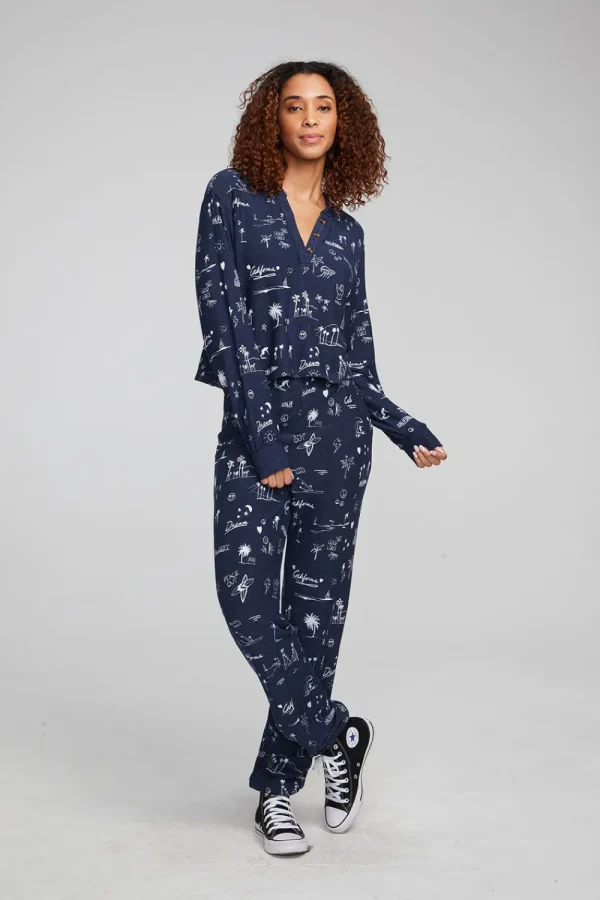 Best Cali All Over Icons Henley Top Women Loungewear | Graphics