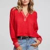 Cheap Casey Crimson Henley Women Loungewear | Tops
