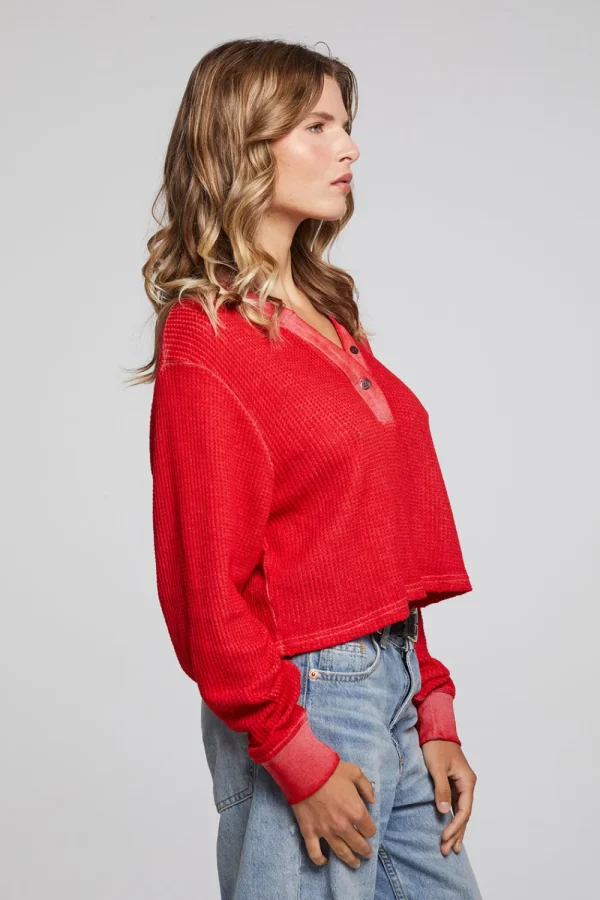 Cheap Casey Crimson Henley Women Loungewear | Tops