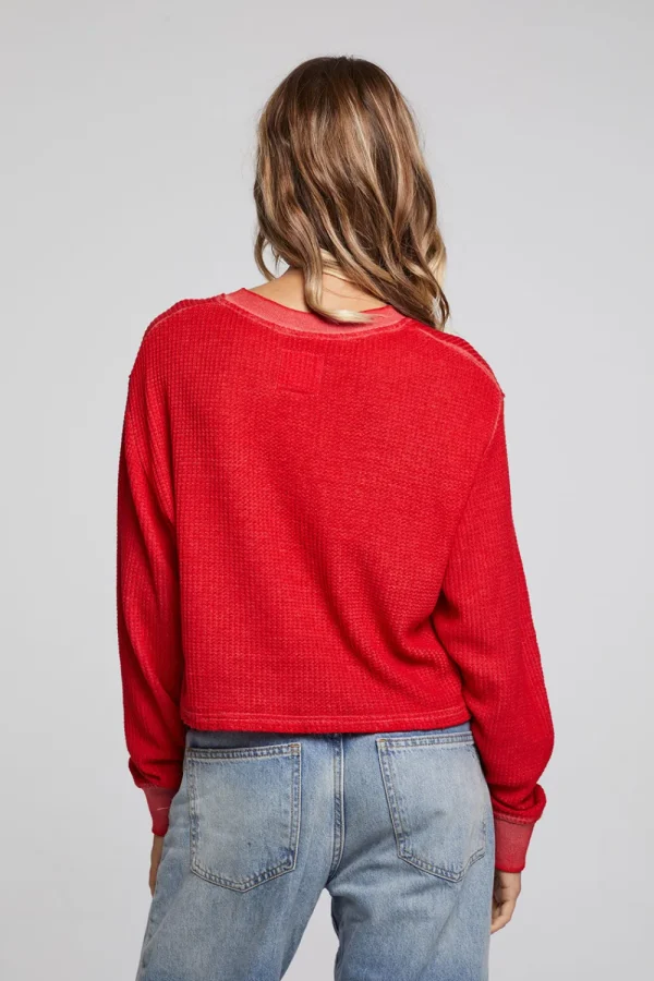 Cheap Casey Crimson Henley Women Loungewear | Tops