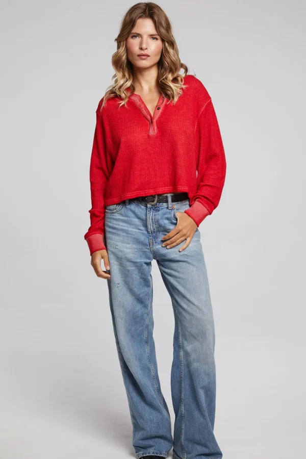 Cheap Casey Crimson Henley Women Loungewear | Tops